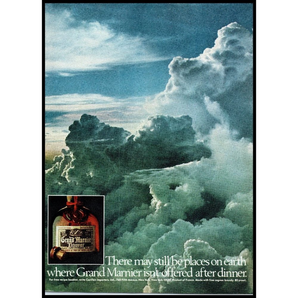 1978 Grand Marnier Liqueur Vintage Print Ad Blue Sky White Clouds Wall Art Photo